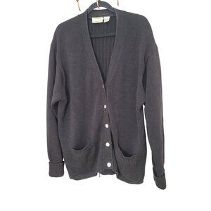 Preview Basics Y2k Black Cardigan Women's XL Ribbed Design Button Closure